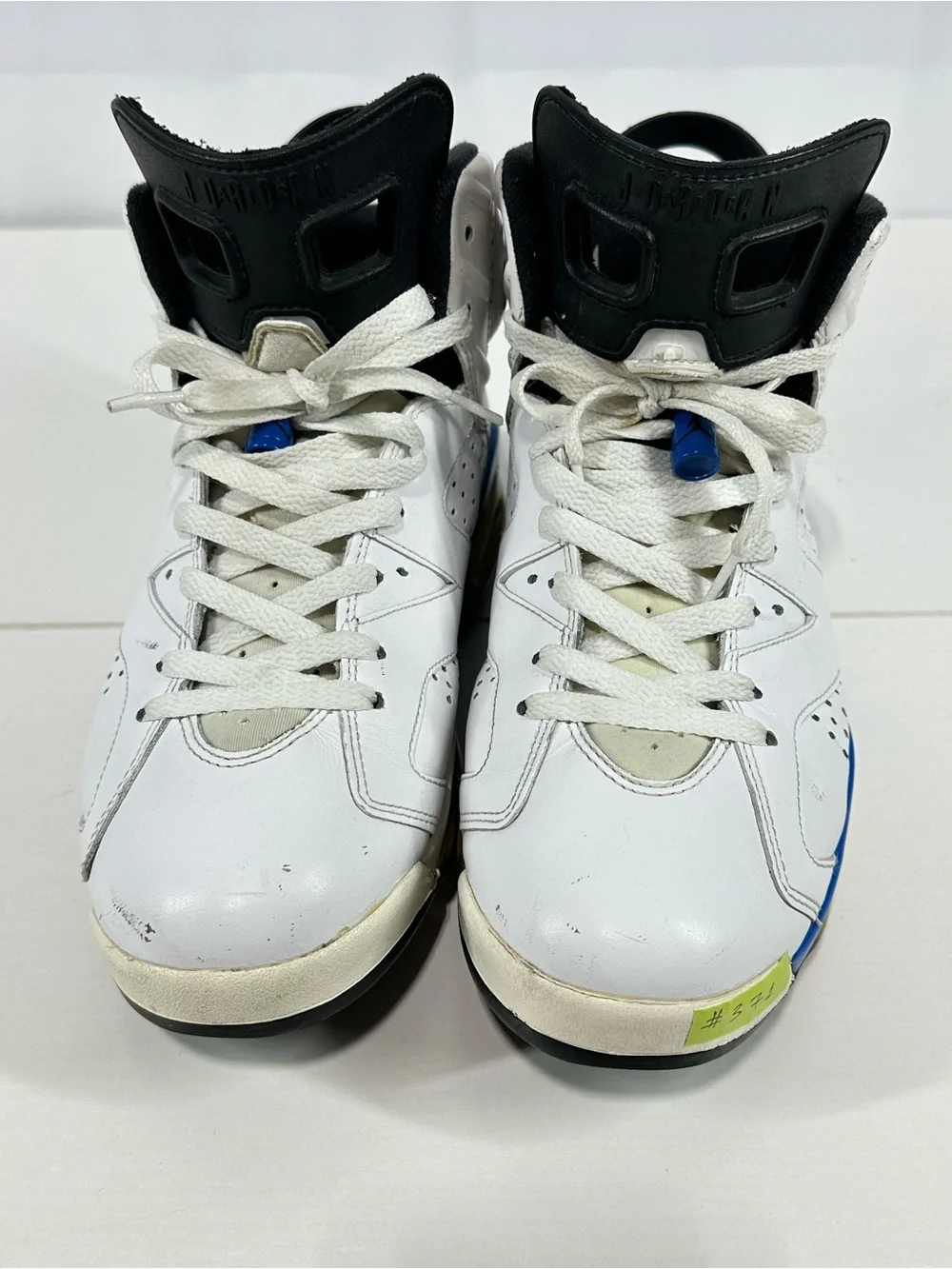 #371 Nike Air Jordan 6 Retro Shoes Mens Sz 9 White Sport Blue 384664-107